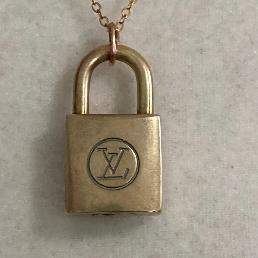 Louis Vuitton Lock Necklace Two Series #210 14K Gold Plated Chain